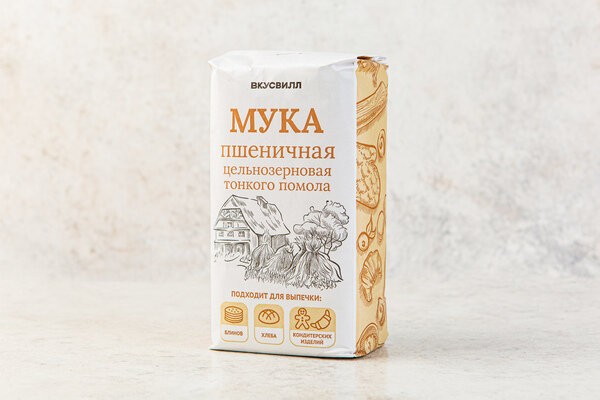 Мука пшеничная цельнозерновая, 500 гр, ВкусВилл