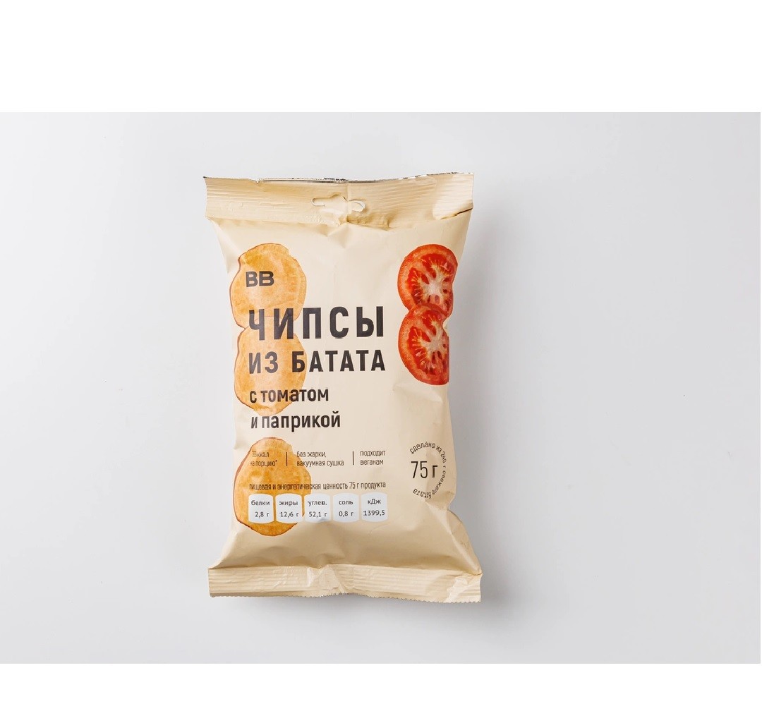 Чипсы из батата с томатом и паприкой, 75 гр, ВкусВилл
