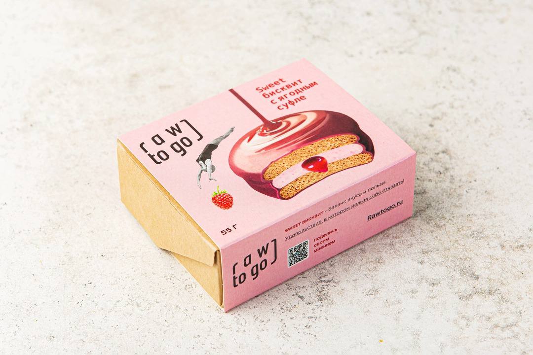 Бисквит Sweet с ягодным суфле (Веганский), 55 гр, raw to go