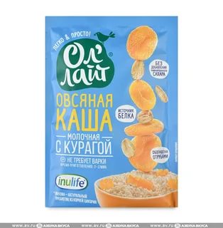 Каша овсяная молочная с курагой БП, 40 гр, Оллайт