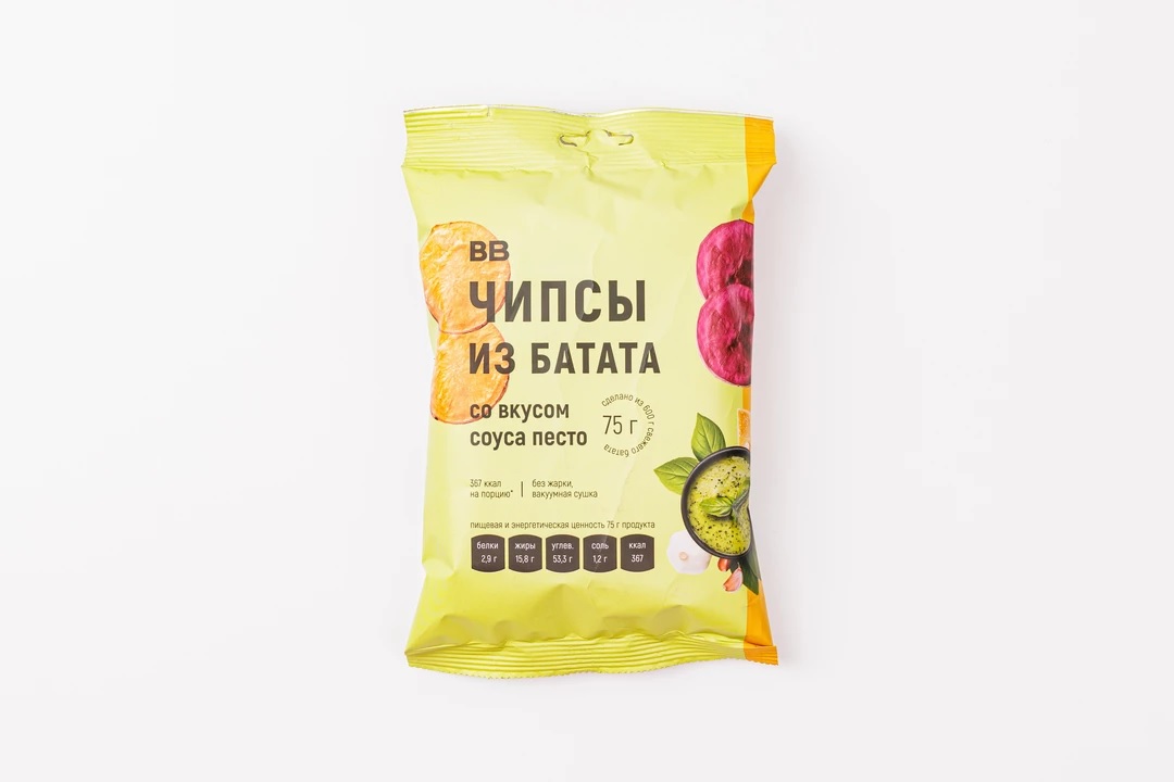 Чипсы из батата со вкусом соуса песто, 75 гр, ВкусВилл