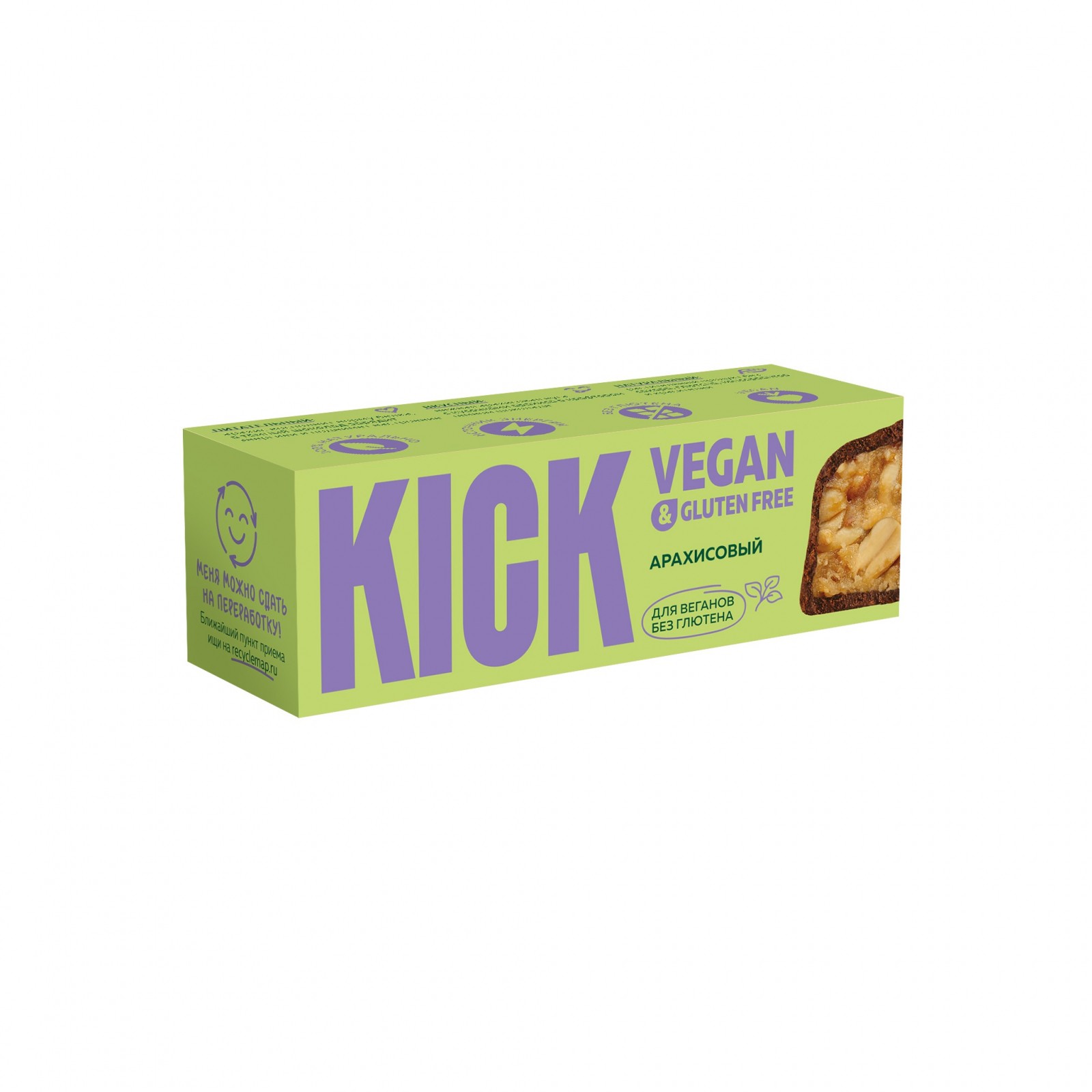 Батончик в темном шоколаде с арахисом, 45 гр, KICK