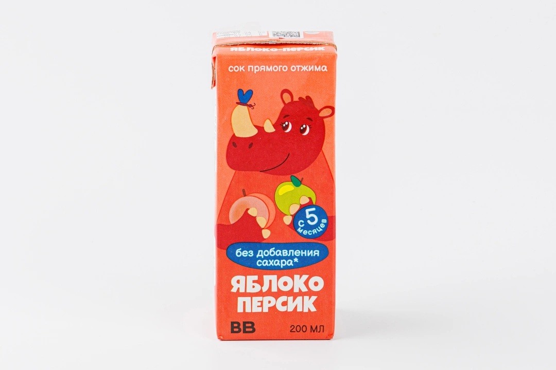 Сок прямого отжима Яблоко, персик, 200 мл, ВкусВилл