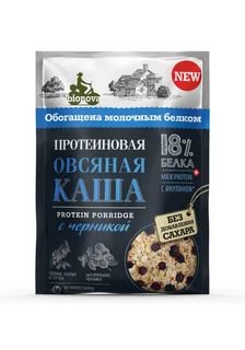 Каша овсяная протеиновая с черникой, 40 гр, Бионова