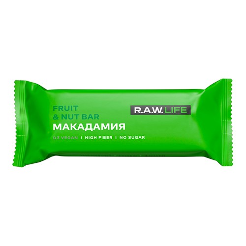 Батончик орехово-фруктовый Макадамия, 47 гр, Raw Life
