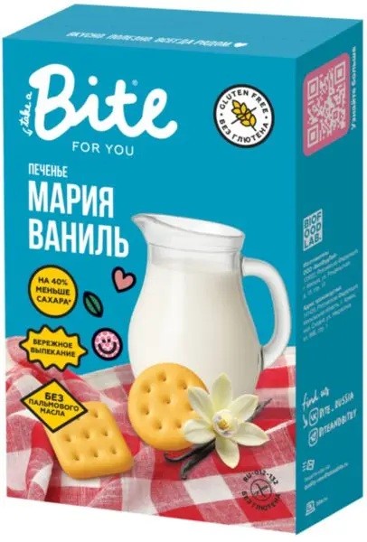 Печенье овсяноеМария со вкусом ванили, 100 гр, Bitey