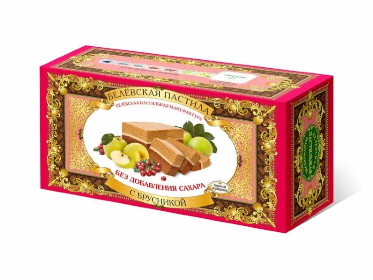 Пастила без сахара с брусникой, 100 гр, Белевская пастила