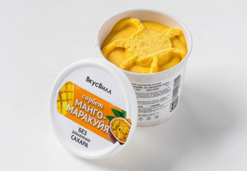 Сорбет Манго-Маракуйя без сахара, 75 гр, ВкусВилл