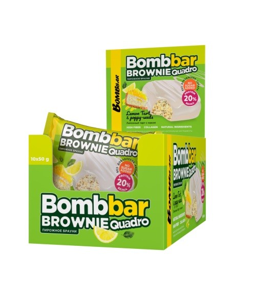 Печенье глазированное Лимонный тарт с маком 50 гр, Bombbar