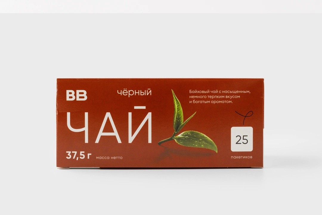Чай черный байховый (25 фильтр-пакетиков), 37,5 гр, ВкусВилл