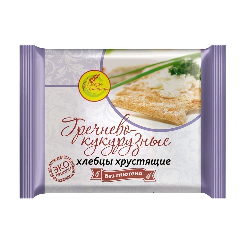 Хлебцы гречнево-кукурузные безглютеновые, 60 гр, Хлебцы-Сибиряки