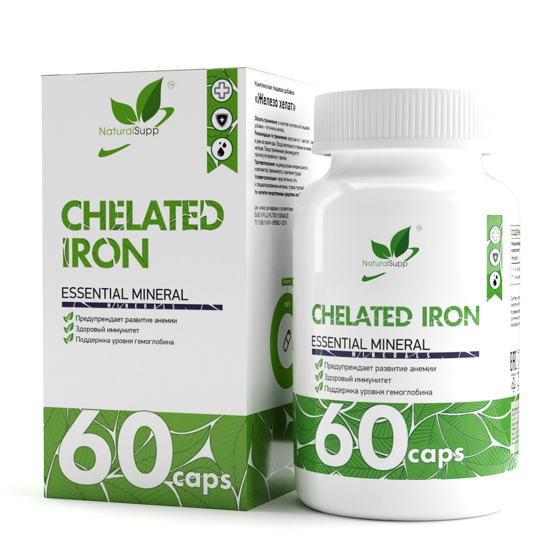 Комплексная пищевая добавка Хелат Железа, 60 капс, NaturalSupp