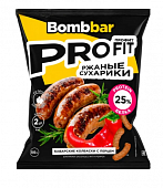 Сухарики протеиновые со вкусом "Баварские колбаски с перцем", 50 гр, Bombbar