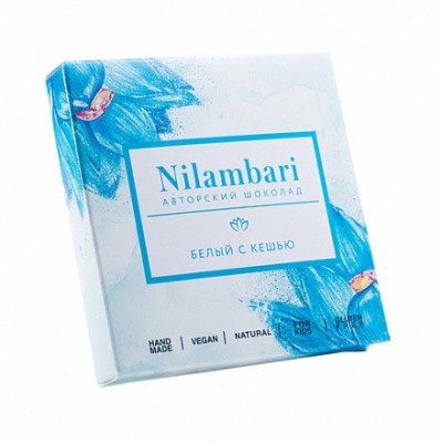 Шоколад белый с кешью, 65 гр, Nilambari