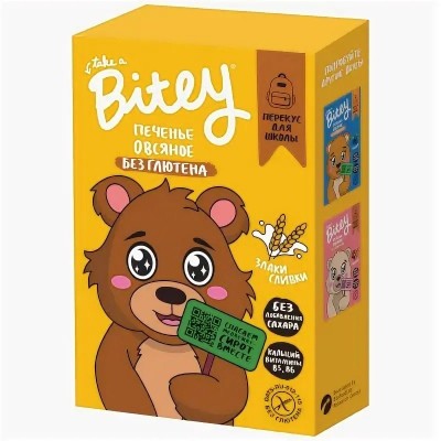 Печенье овсяное со вкусом Злаки и сливки60 гр, Bitey
