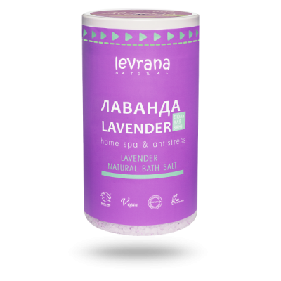 Соль для ванн с цветками и маслом лаванды, 800 гр, Levrana