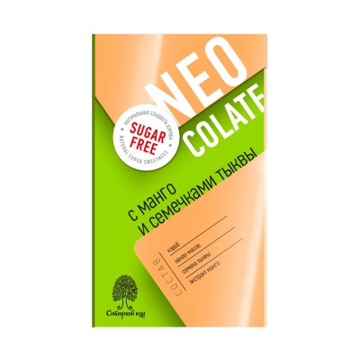 Шоколад без сахара NEO COLATE с манго и семечками тыквы, 25 гр, Сибирский кедр