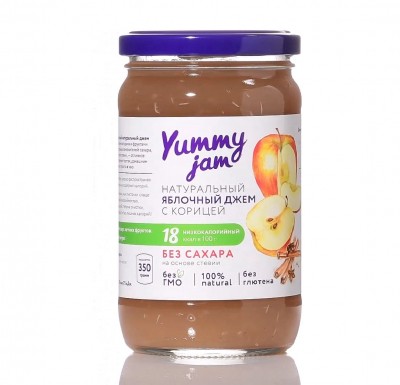 Джем яблочный с корицей без сахара, 350 гр, Yummy jam