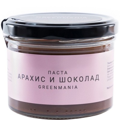 Паста Арахис и шоколад 200 гр, Greenmania