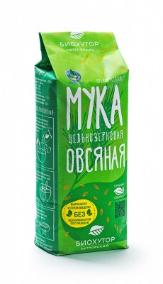 Мука овсяная цельнозерновая (органическая), 1000 гр, Биохутор Петровский